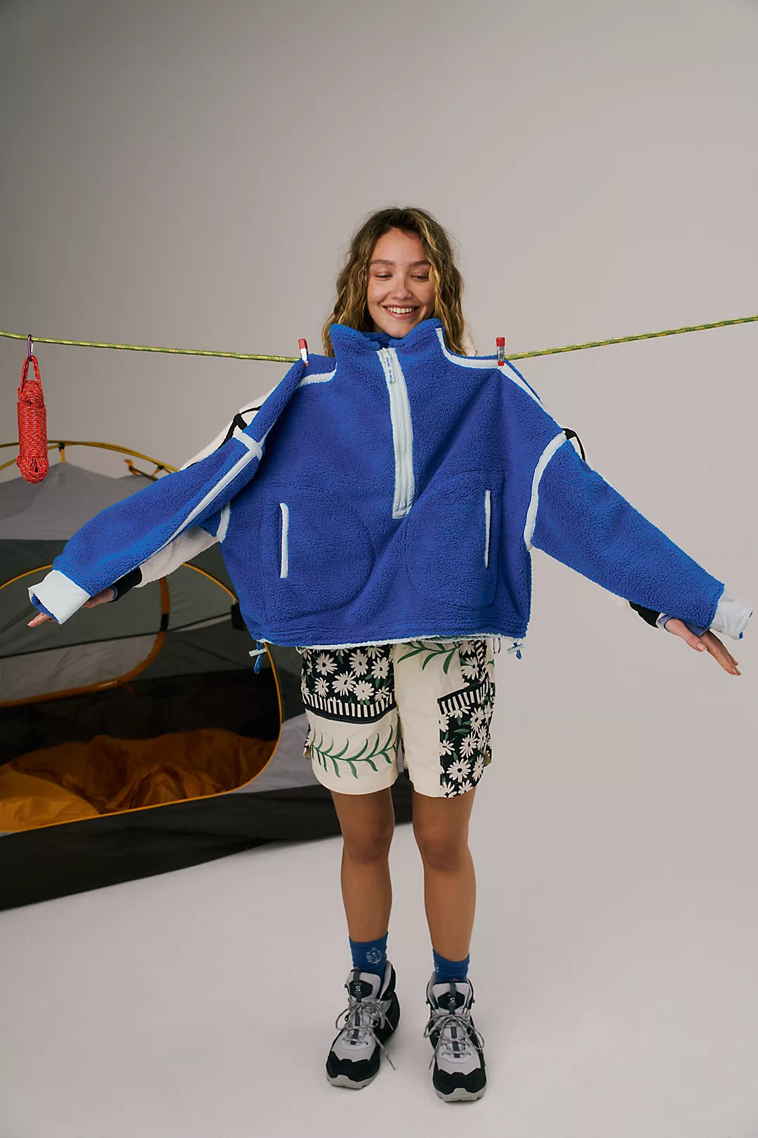 Free People Mountain High 1/2 Zip Fleece Midatlantic Combo